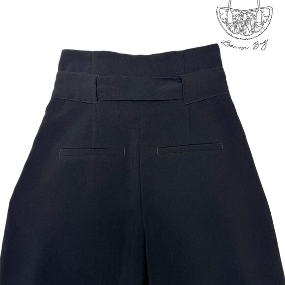 H&M / High Waisted Wide Belted Cropped Pants / Size 0 / Color Black - Picture 6 of 6